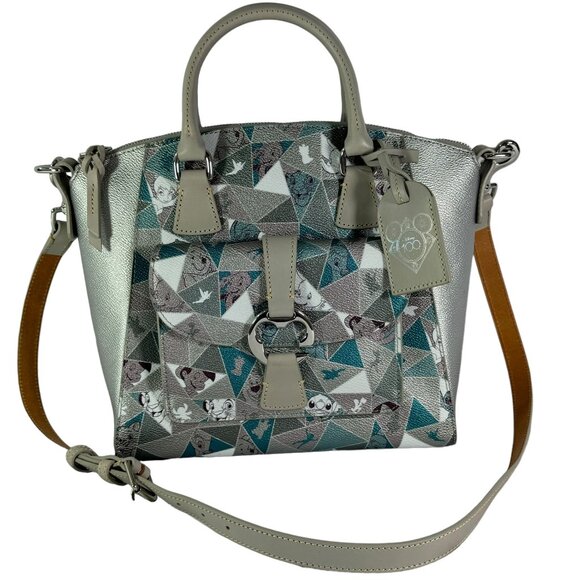 DOONEY & BOURKE Silver Metallic Leather Disney 100 Special Moments Tote Bag